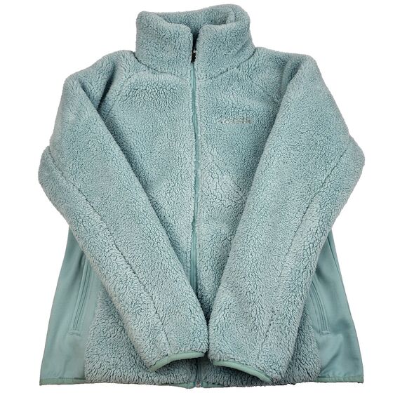 Columbia Women's Size Large Cloudy Day Full Zip Fleece Jacket Light Blue Aqua - Picture 2 of 13